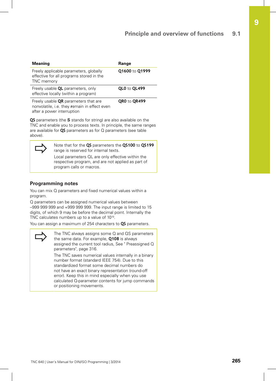 Programming notes, Principle and overview of functions 9.1 | HEIDENHAIN TNC 640 (34059x-04) ISO programming User Manual | Page 265 / 645