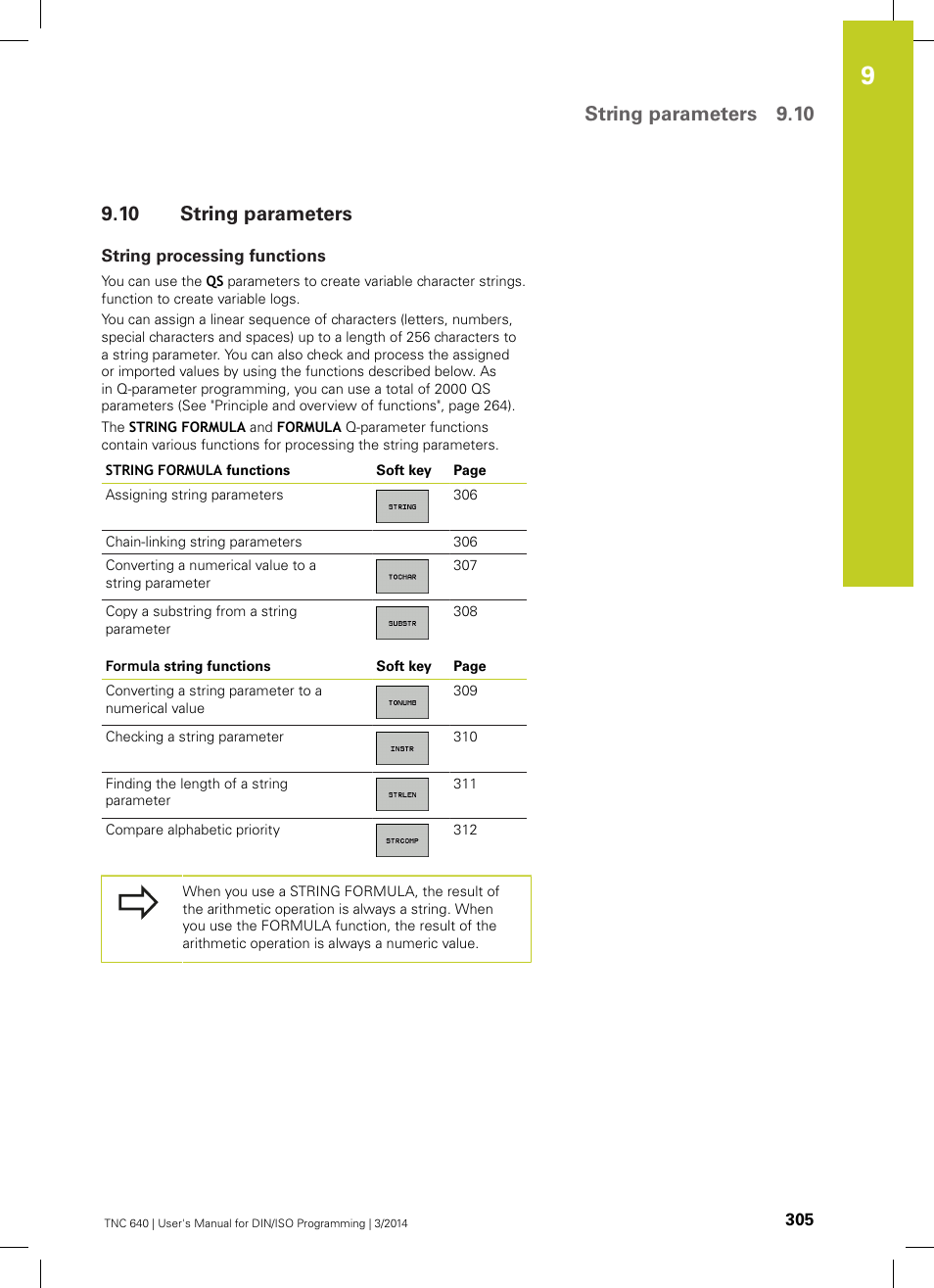 10 string parameters, String processing functions, String parameters | String parameters 9.10 | HEIDENHAIN TNC 640 (34059x-04) ISO programming User Manual | Page 305 / 645