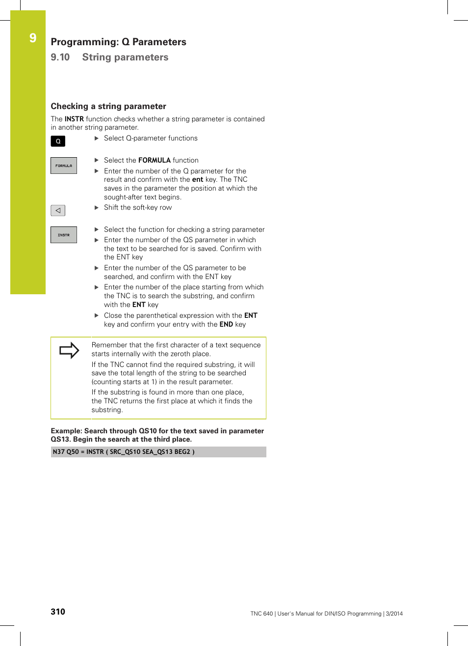 Checking a string parameter, Programming: q parameters 9.10 string parameters | HEIDENHAIN TNC 640 (34059x-04) ISO programming User Manual | Page 310 / 645