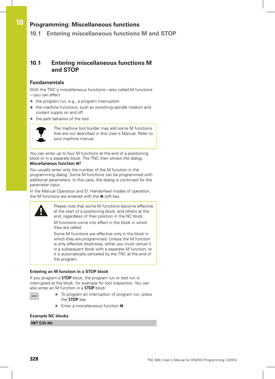 1 entering miscellaneous functions m and stop, Fundamentals, K ("fundamentals | Entering miscellaneous functions m and stop | HEIDENHAIN TNC 640 (34059x-04) ISO programming User Manual | Page 328 / 645