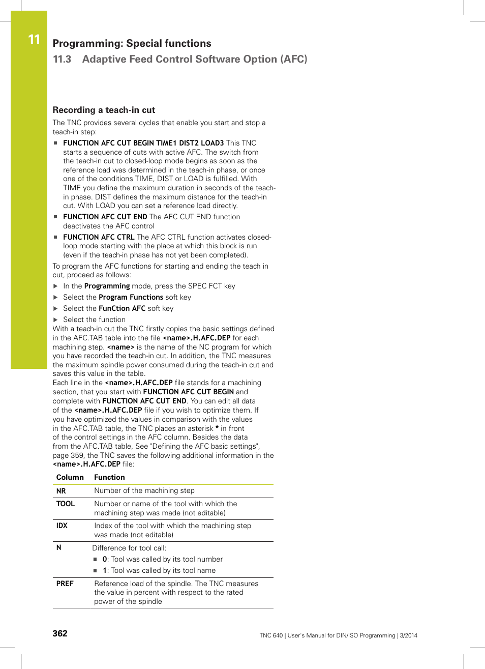 Recording a teach-in cut, H-in step ("recording a teach-in cut | HEIDENHAIN TNC 640 (34059x-04) ISO programming User Manual | Page 362 / 645