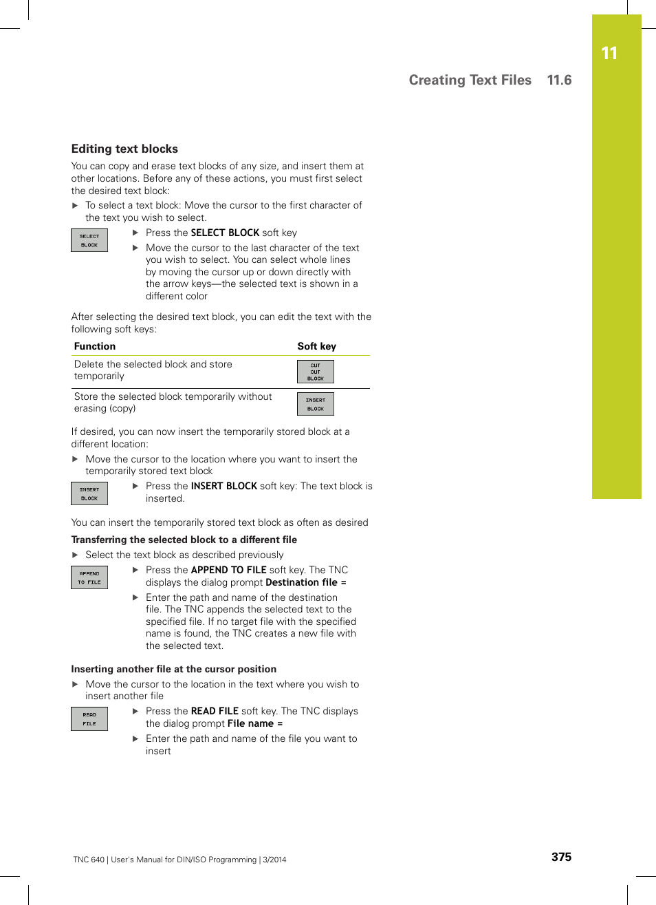 Editing text blocks, Creating text files 11.6 | HEIDENHAIN TNC 640 (34059x-04) ISO programming User Manual | Page 375 / 645