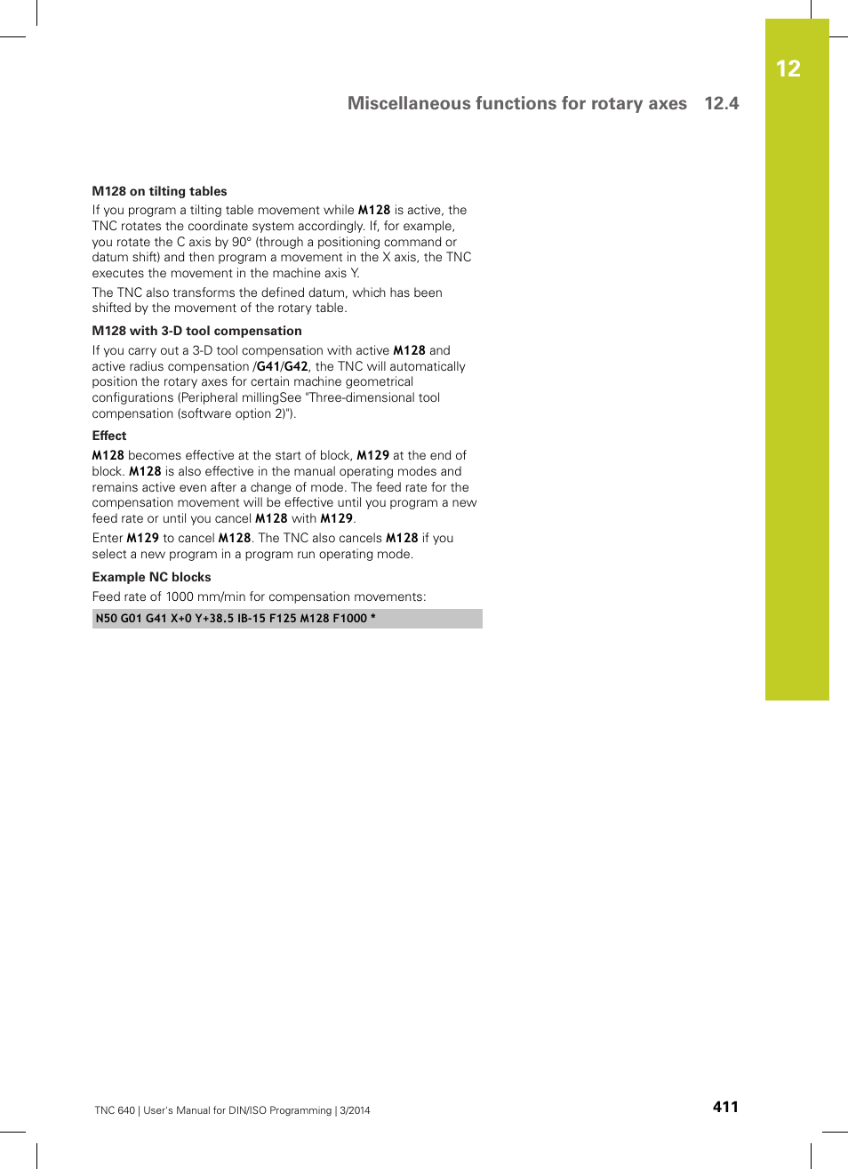 Miscellaneous functions for rotary axes 12.4 | HEIDENHAIN TNC 640 (34059x-04) ISO programming User Manual | Page 411 / 645