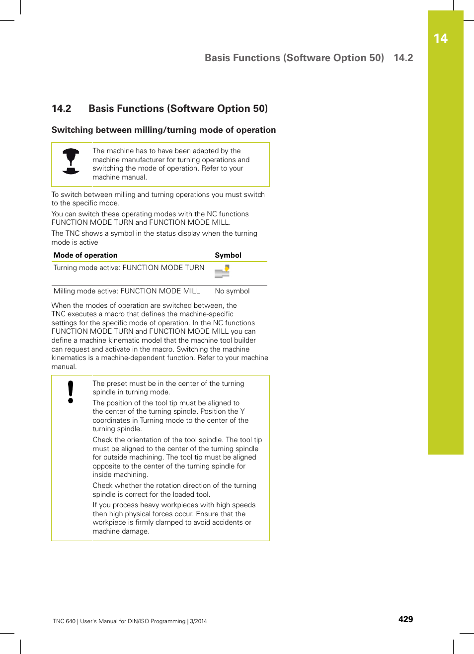 2 basis functions (software option 50), Basis functions (software option 50) | HEIDENHAIN TNC 640 (34059x-04) ISO programming User Manual | Page 429 / 645