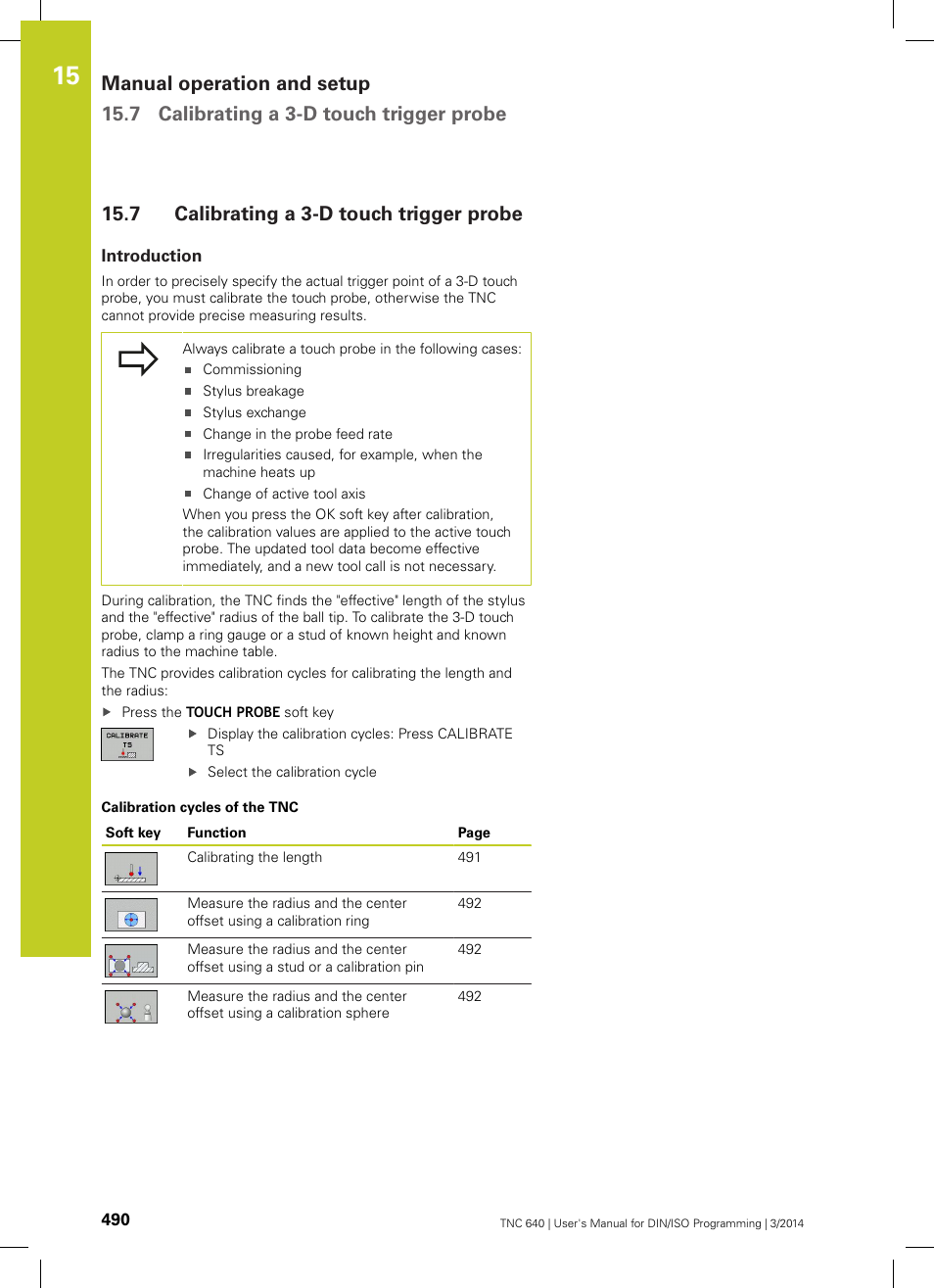 7 calibrating a 3-d touch trigger probe, Introduction, Calibrating a 3-d touch trigger probe | HEIDENHAIN TNC 640 (34059x-04) ISO programming User Manual | Page 490 / 645