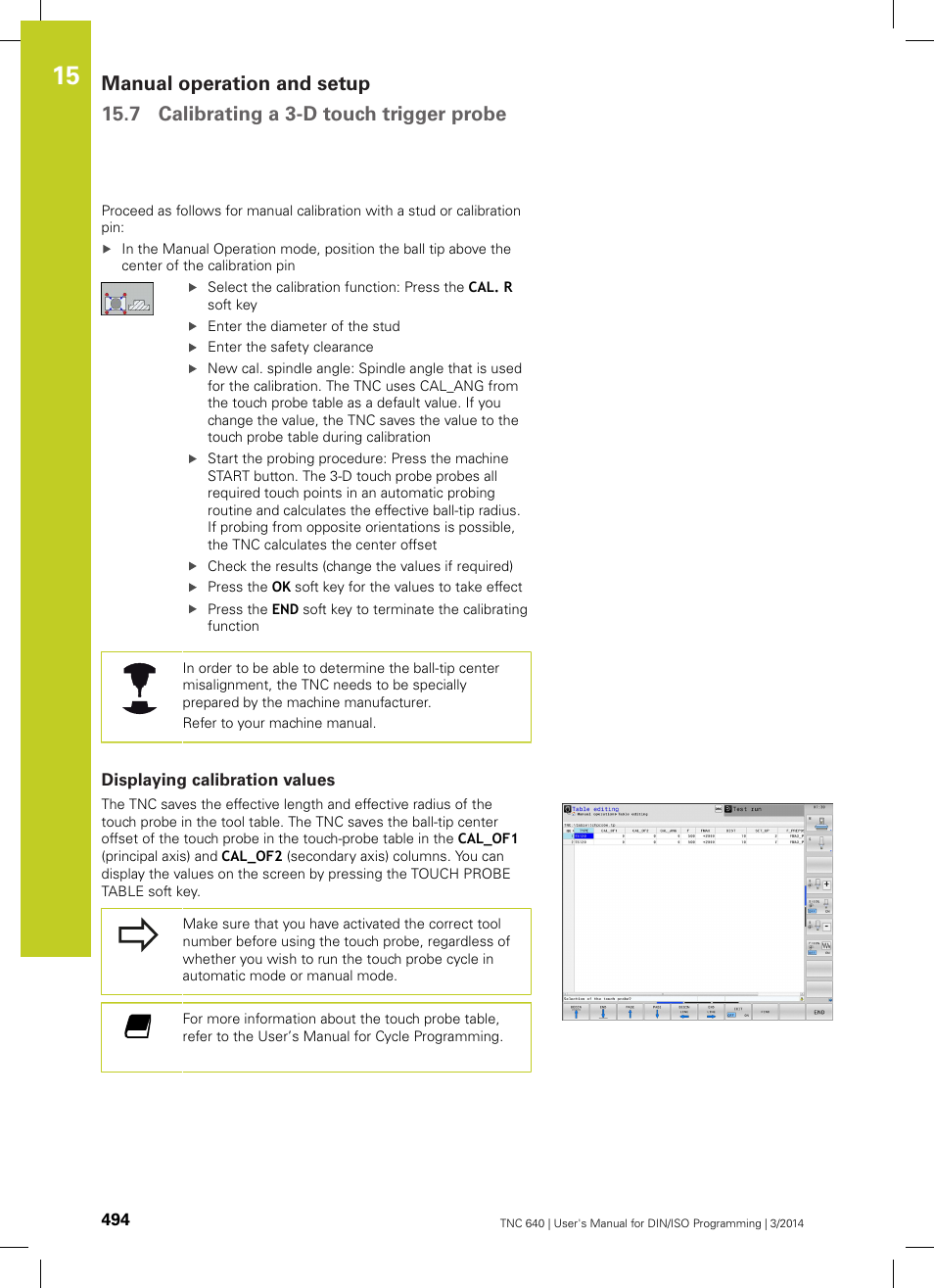 Displaying calibration values | HEIDENHAIN TNC 640 (34059x-04) ISO programming User Manual | Page 494 / 645