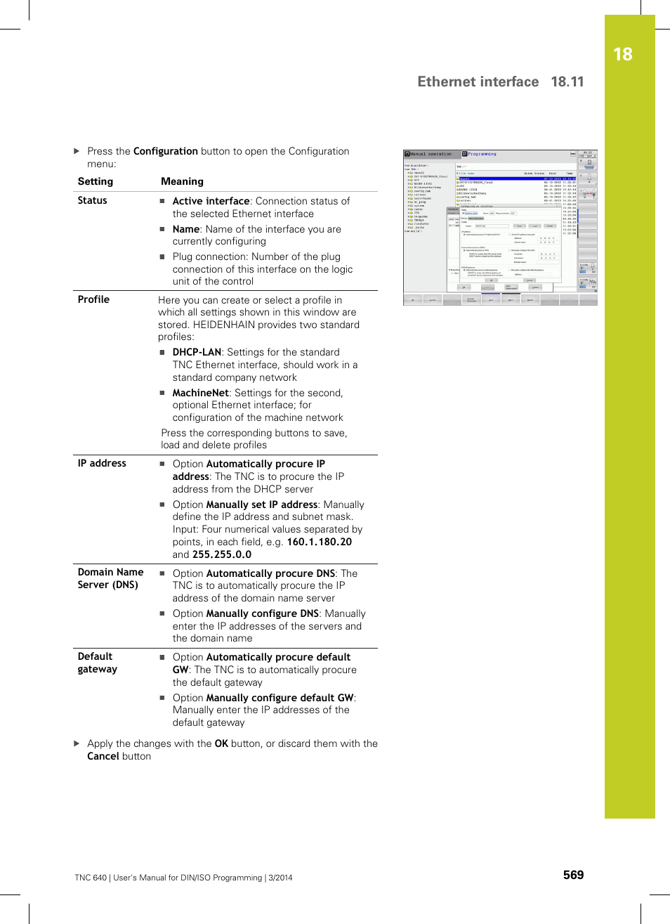 Ethernet interface 18.11 | HEIDENHAIN TNC 640 (34059x-04) ISO programming User Manual | Page 569 / 645