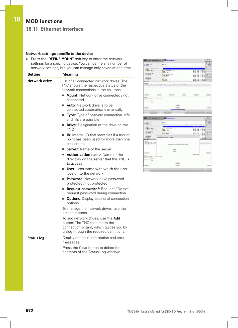 Mod functions 18.11 ethernet interface | HEIDENHAIN TNC 640 (34059x-04) ISO programming User Manual | Page 572 / 645