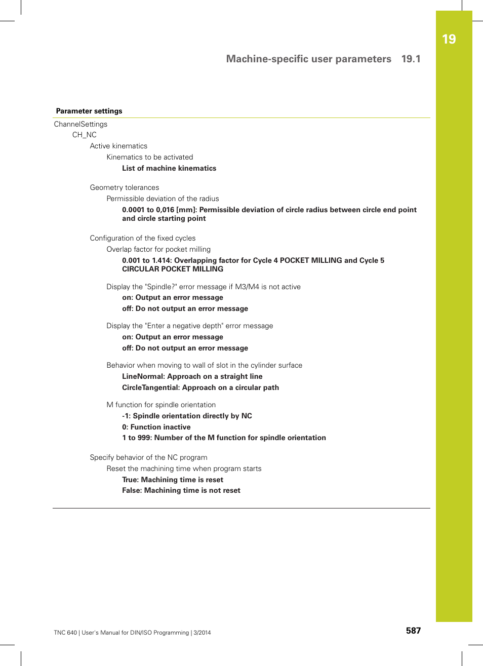 Machine-specific user parameters 19.1 | HEIDENHAIN TNC 640 (34059x-04) ISO programming User Manual | Page 587 / 645