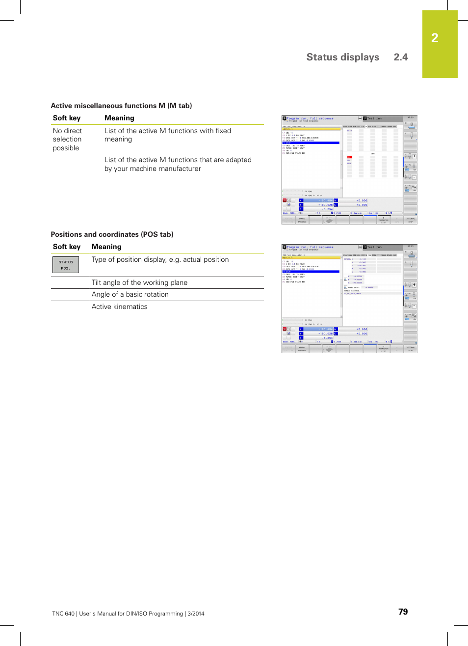 Status displays 2.4 | HEIDENHAIN TNC 640 (34059x-04) ISO programming User Manual | Page 79 / 645