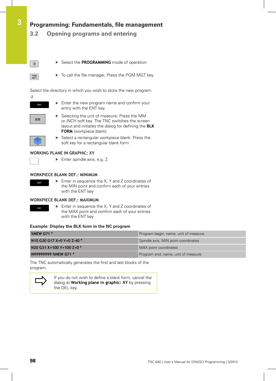 HEIDENHAIN TNC 640 (34059x-04) ISO programming User Manual | Page 98 / 645
