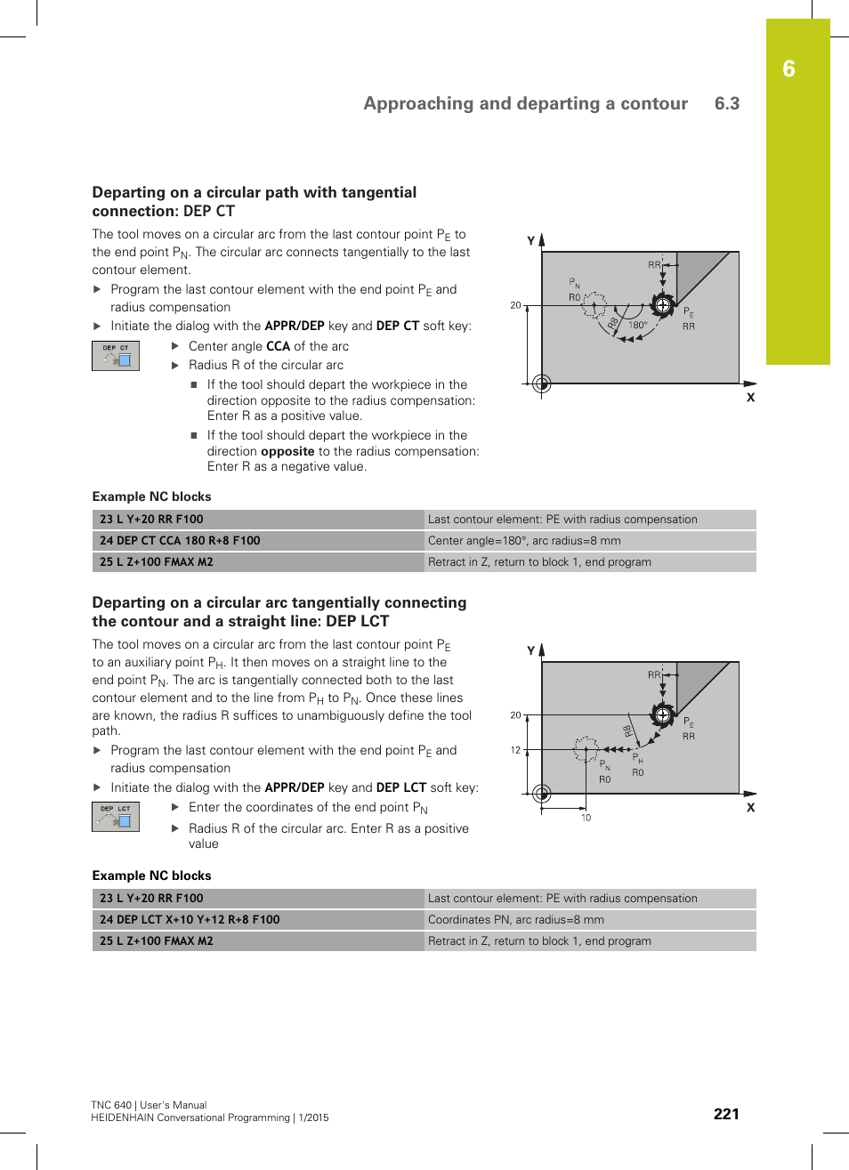 Approaching and departing a contour 6.3 | HEIDENHAIN TNC 640 (34059x-05) User Manual | Page 221 / 707