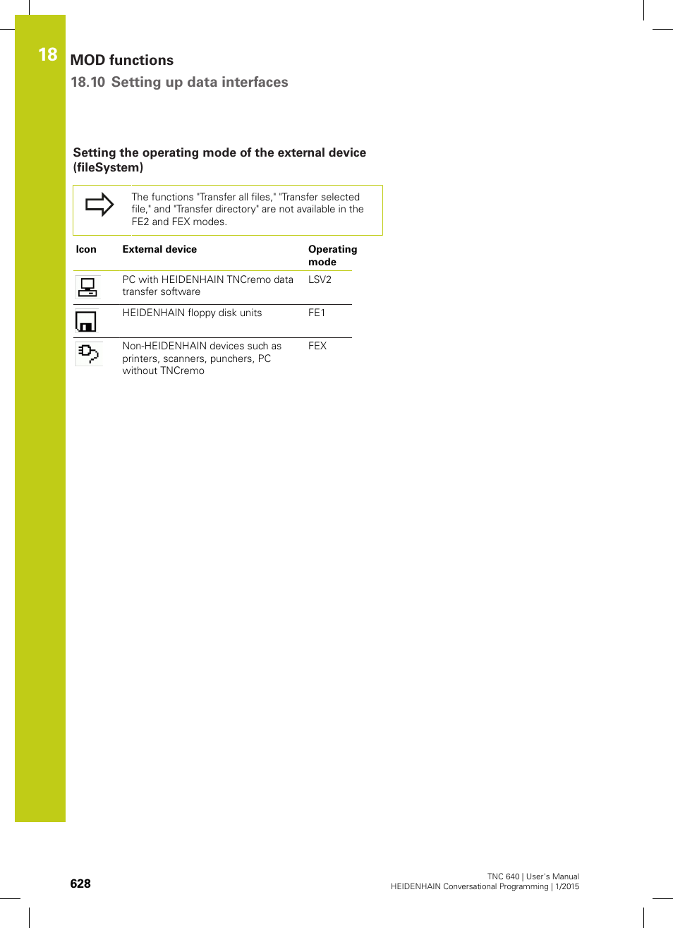 Mod functions 18.10 setting up data interfaces | HEIDENHAIN TNC 640 (34059x-05) User Manual | Page 628 / 707