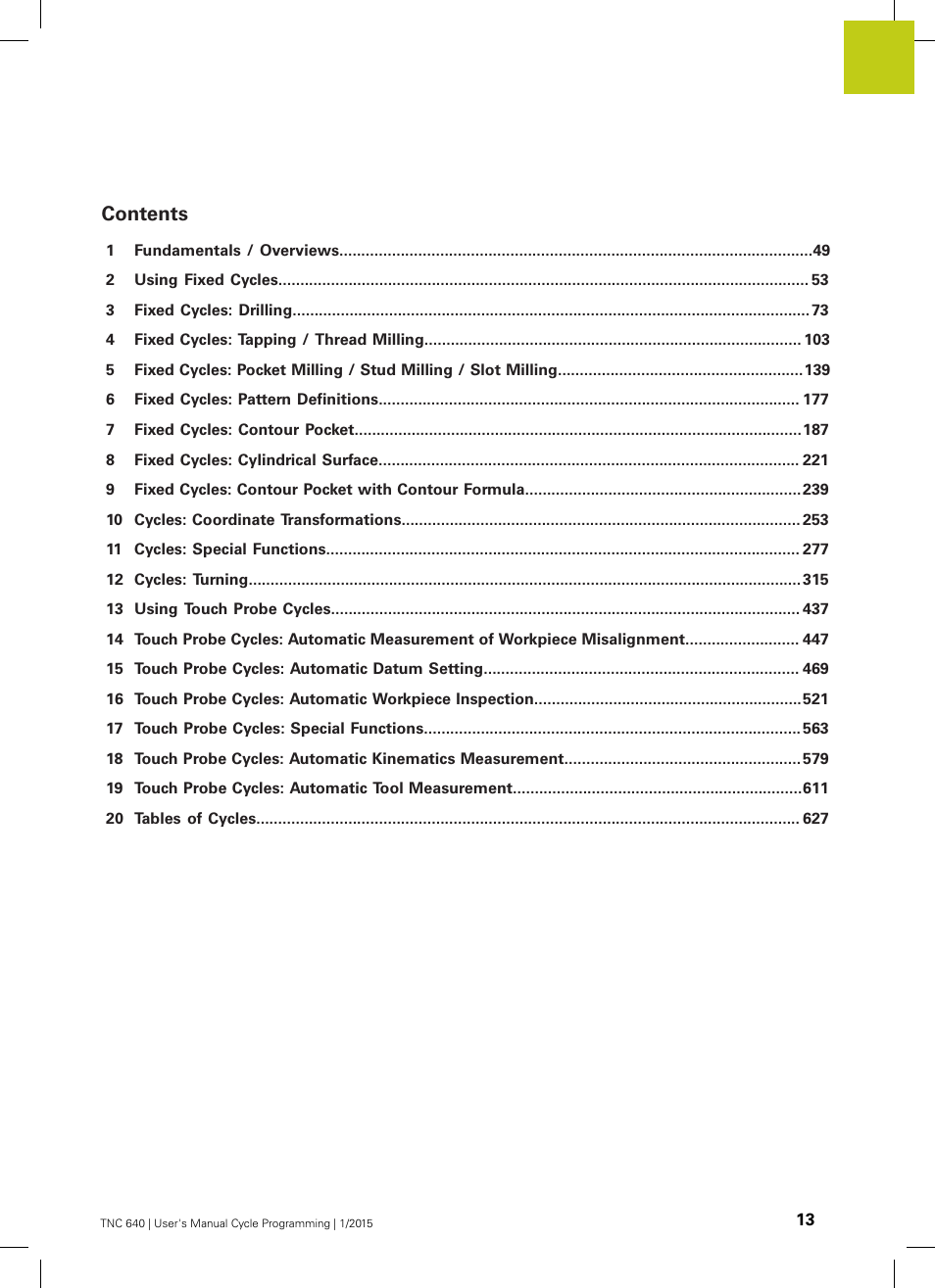 HEIDENHAIN TNC 640 (34059x-05) Cycle programming User Manual | Page 13 / 635