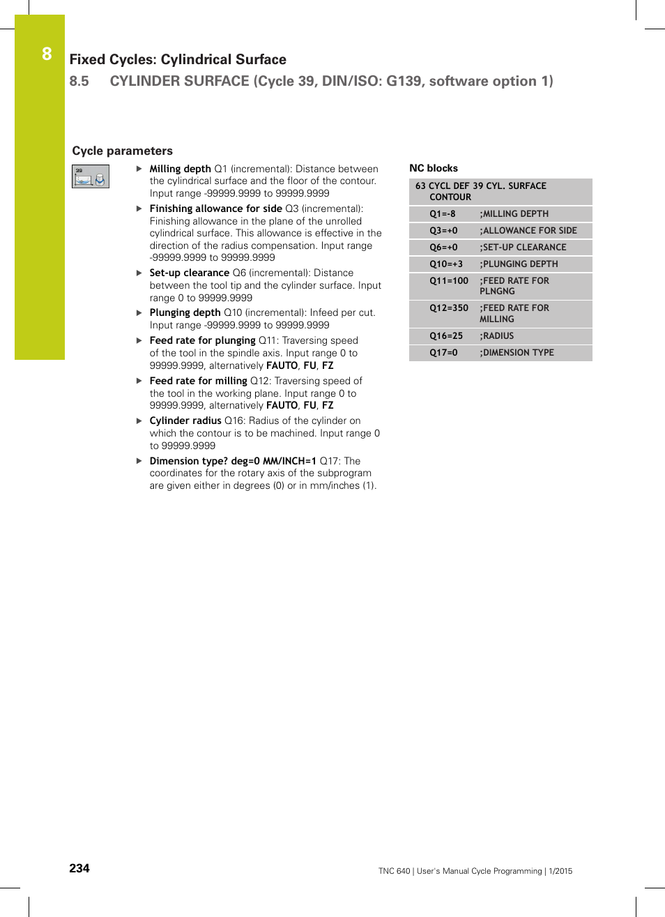 Cycle parameters | HEIDENHAIN TNC 640 (34059x-05) Cycle programming User Manual | Page 234 / 635
