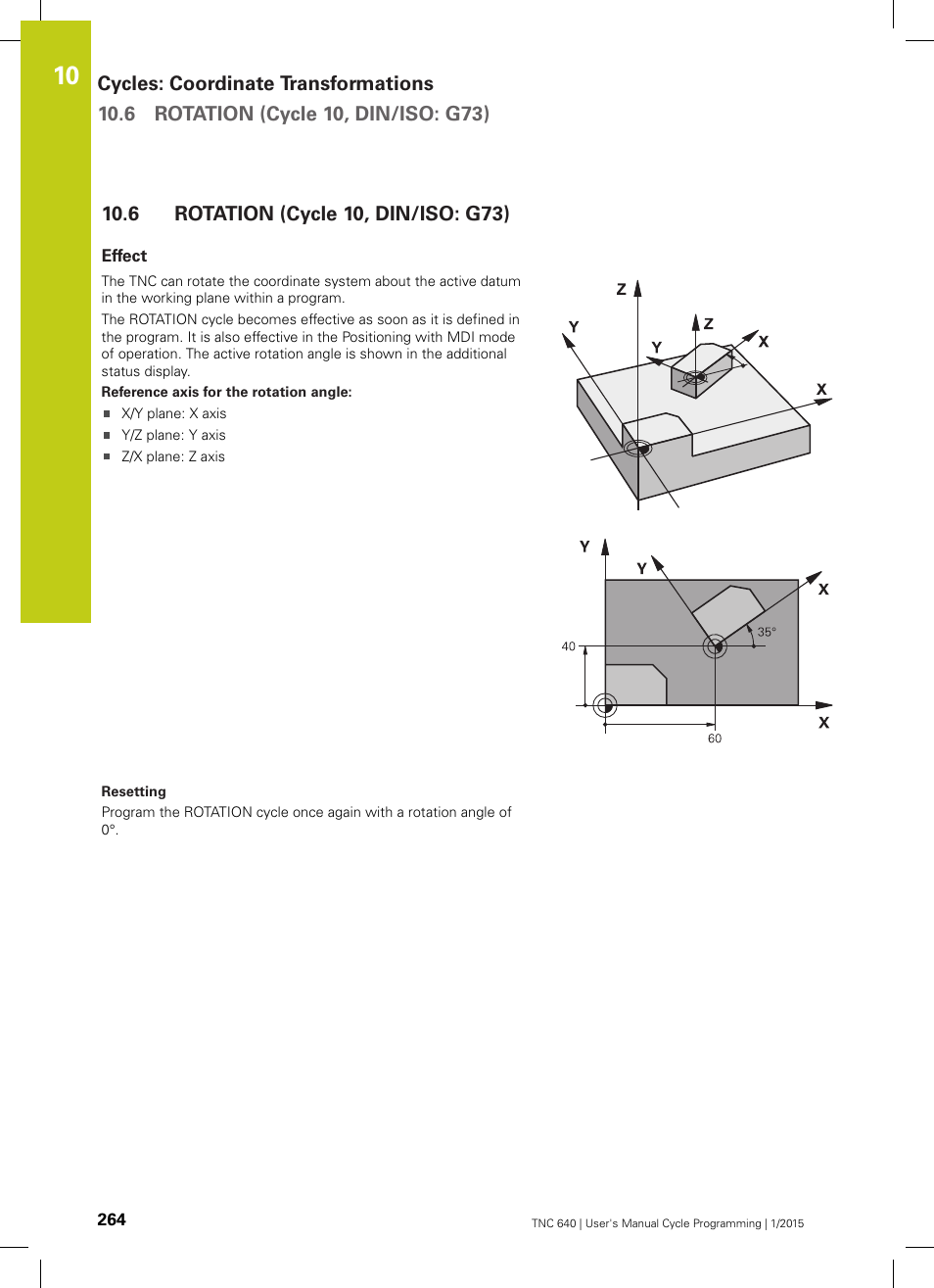 6 rotation (cycle 10, din/iso: g73), Effect, Rotation (cycle 10, din/iso: g73) | HEIDENHAIN TNC 640 (34059x-05) Cycle programming User Manual | Page 264 / 635