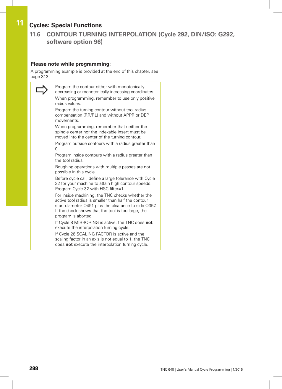 Please note while programming | HEIDENHAIN TNC 640 (34059x-05) Cycle programming User Manual | Page 288 / 635