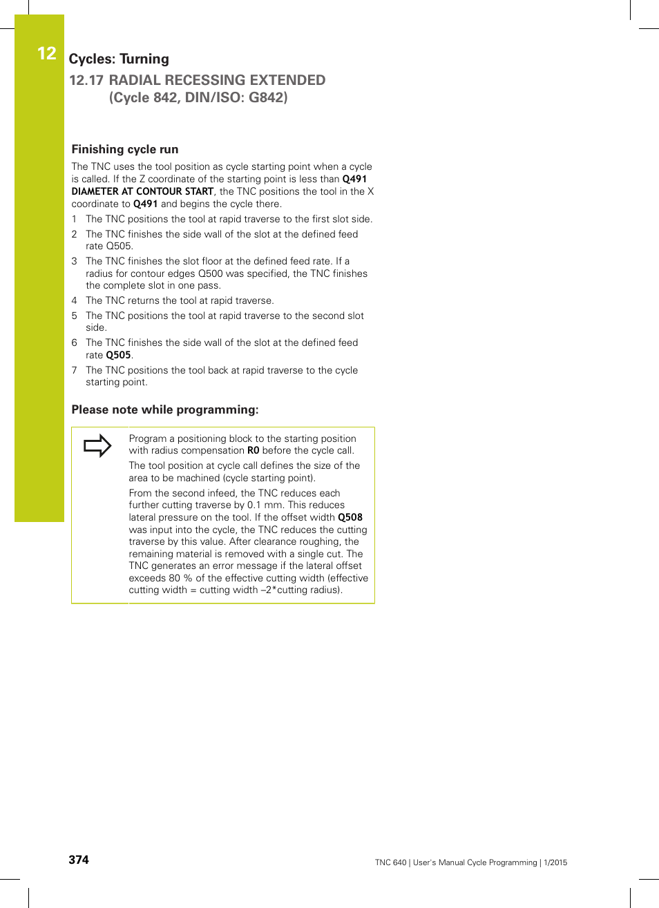 Finishing cycle run, Please note while programming | HEIDENHAIN TNC 640 (34059x-05) Cycle programming User Manual | Page 374 / 635