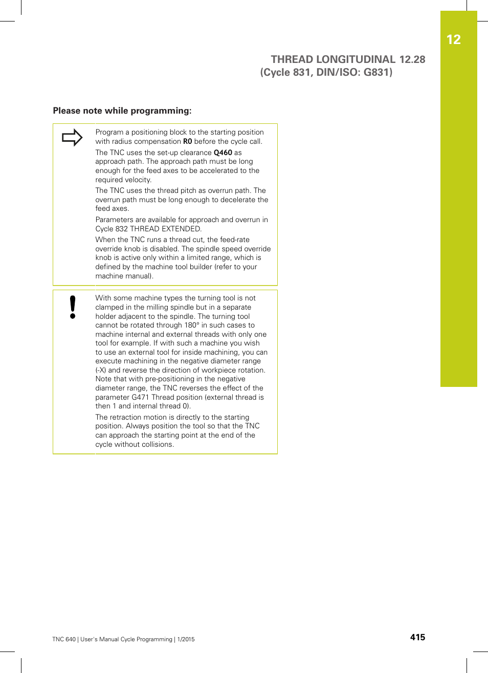 Please note while programming | HEIDENHAIN TNC 640 (34059x-05) Cycle programming User Manual | Page 415 / 635