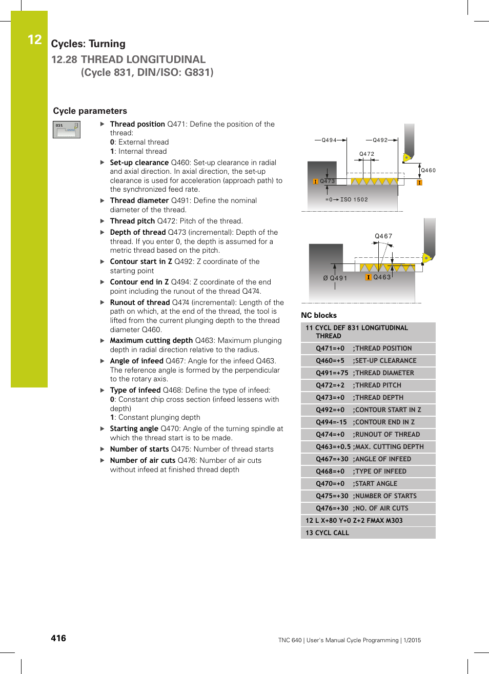 Cycle parameters | HEIDENHAIN TNC 640 (34059x-05) Cycle programming User Manual | Page 416 / 635
