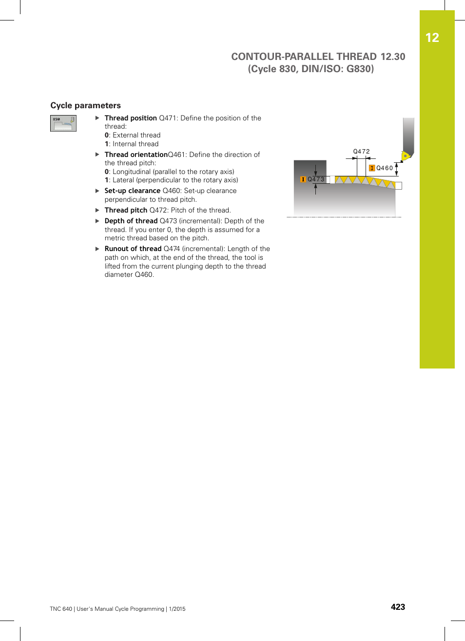 Cycle parameters | HEIDENHAIN TNC 640 (34059x-05) Cycle programming User Manual | Page 423 / 635