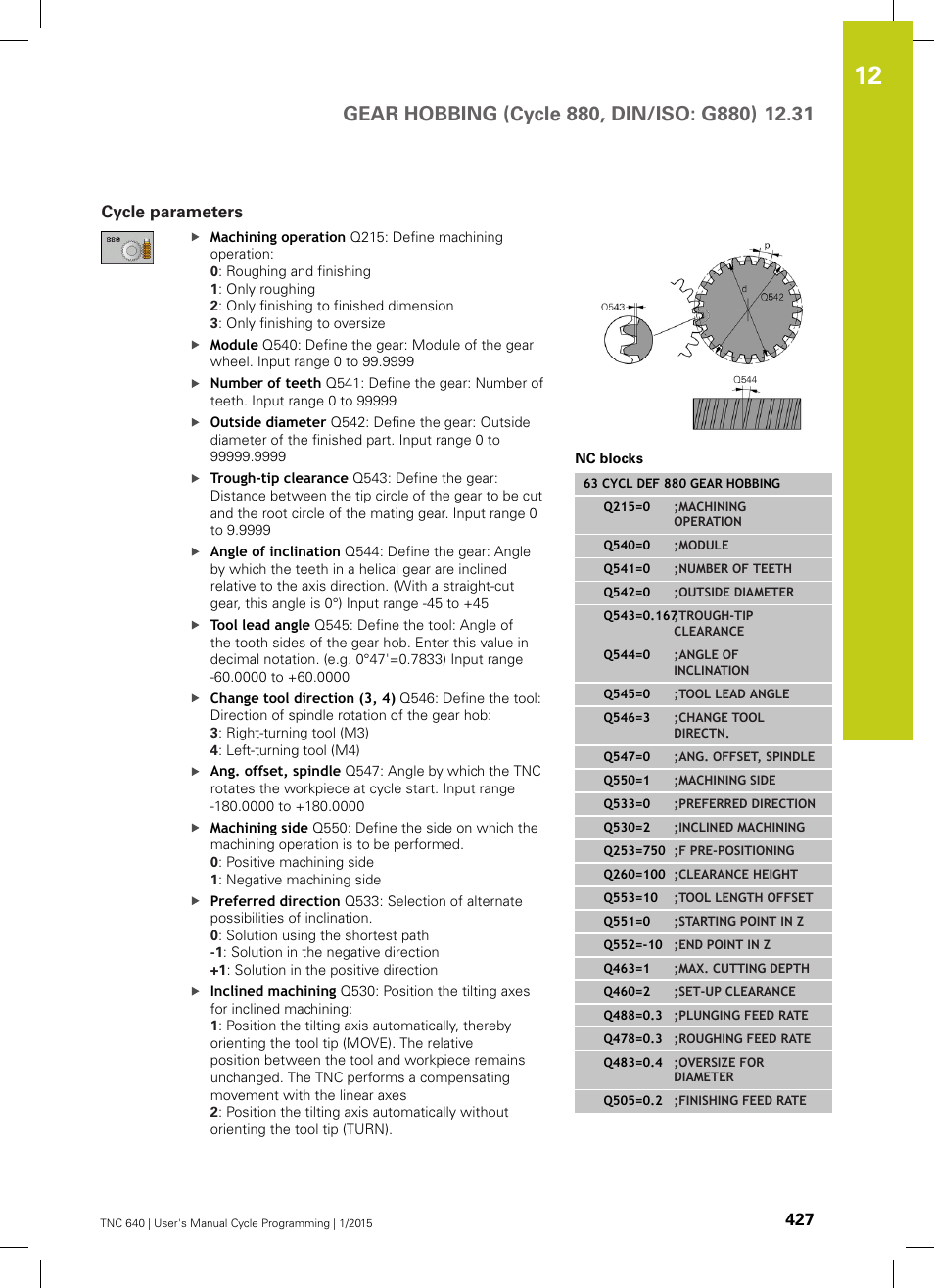 Cycle parameters | HEIDENHAIN TNC 640 (34059x-05) Cycle programming User Manual | Page 427 / 635