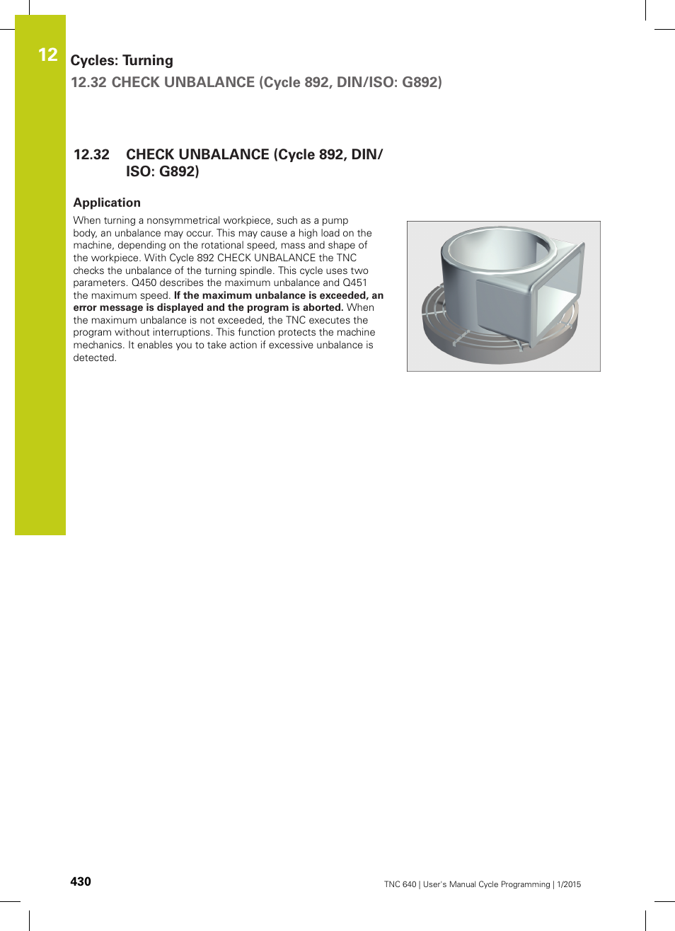 32 check unbalance (cycle 892, din/iso: g892), Application, Check unbalance (cycle 892, din/iso: g892) | HEIDENHAIN TNC 640 (34059x-05) Cycle programming User Manual | Page 430 / 635