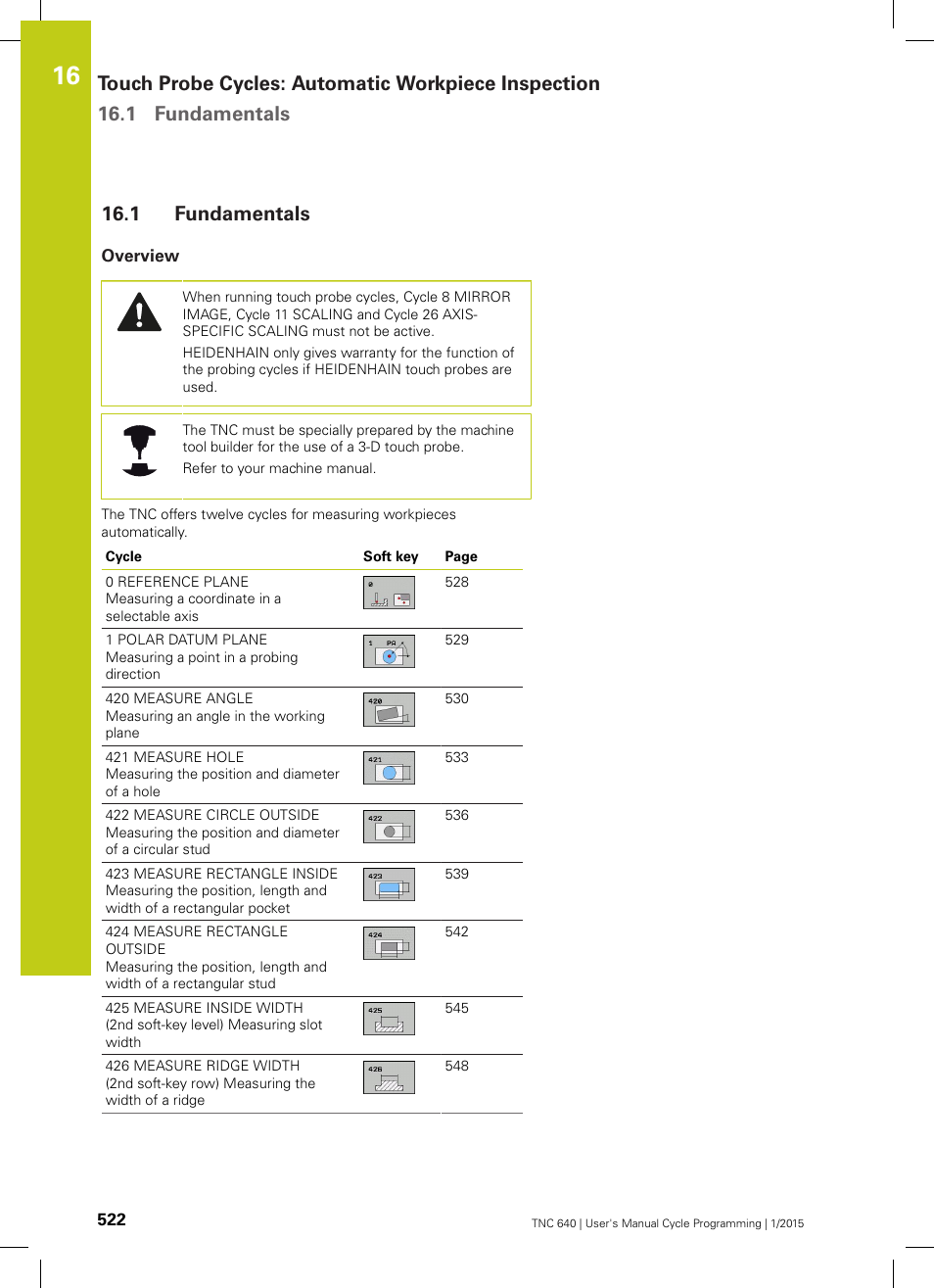1 fundamentals, Overview, Fundamentals | HEIDENHAIN TNC 640 (34059x-05) Cycle programming User Manual | Page 522 / 635