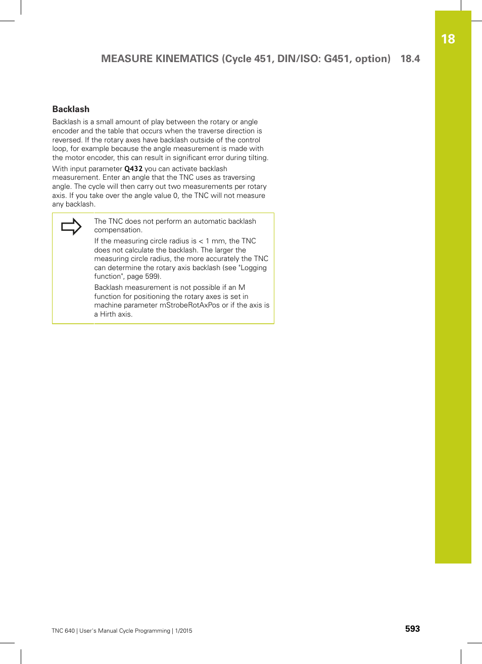 Backlash | HEIDENHAIN TNC 640 (34059x-05) Cycle programming User Manual | Page 593 / 635