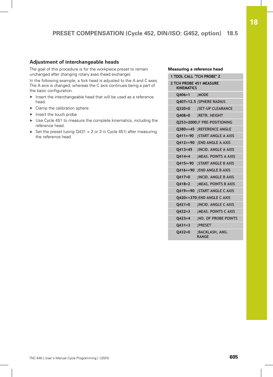 Adjustment of interchangeable heads | HEIDENHAIN TNC 640 (34059x-05) Cycle programming User Manual | Page 605 / 635