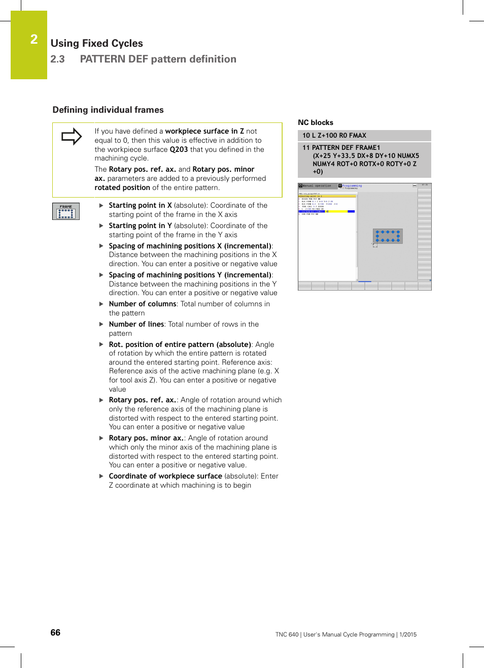 Defining individual frames | HEIDENHAIN TNC 640 (34059x-05) Cycle programming User Manual | Page 66 / 635