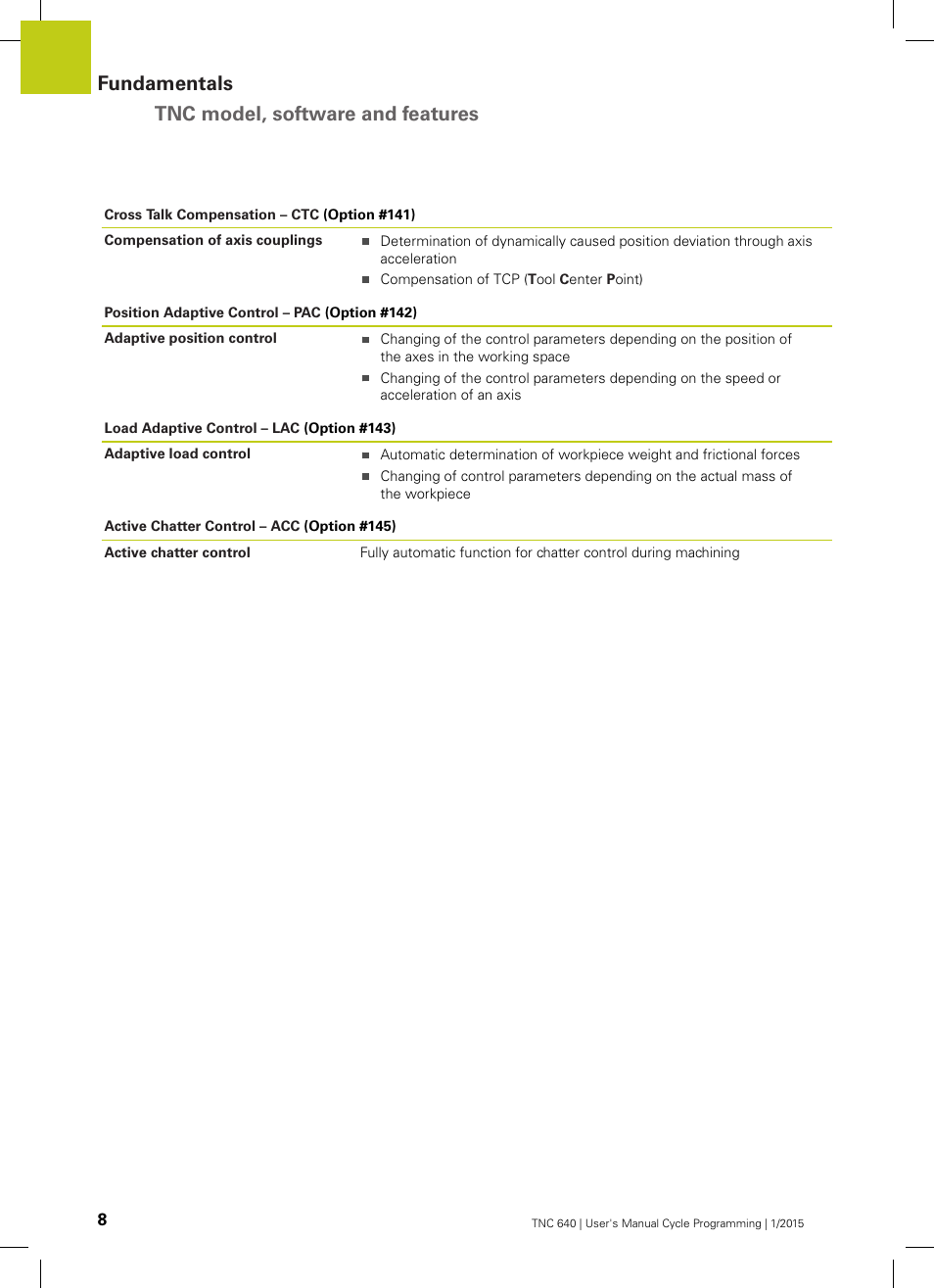 Fundamentals tnc model, software and features | HEIDENHAIN TNC 640 (34059x-05) Cycle programming User Manual | Page 8 / 635