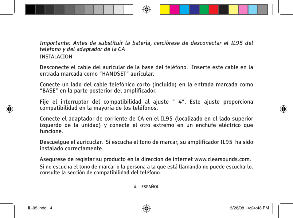 ClearSounds IL95 User Manual | Page 16 / 40