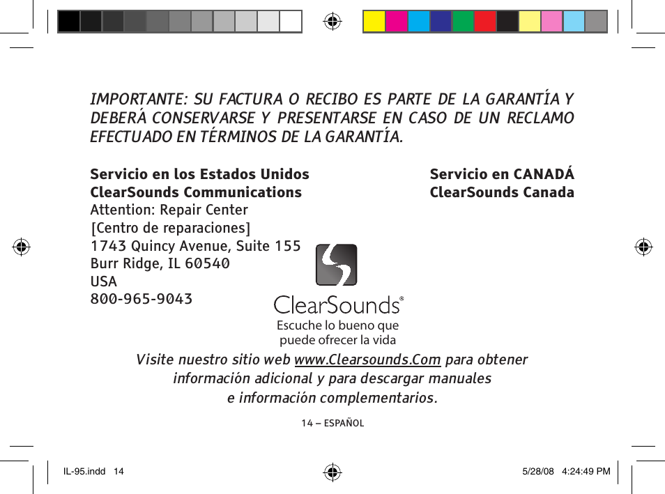 ClearSounds IL95 User Manual | Page 26 / 40