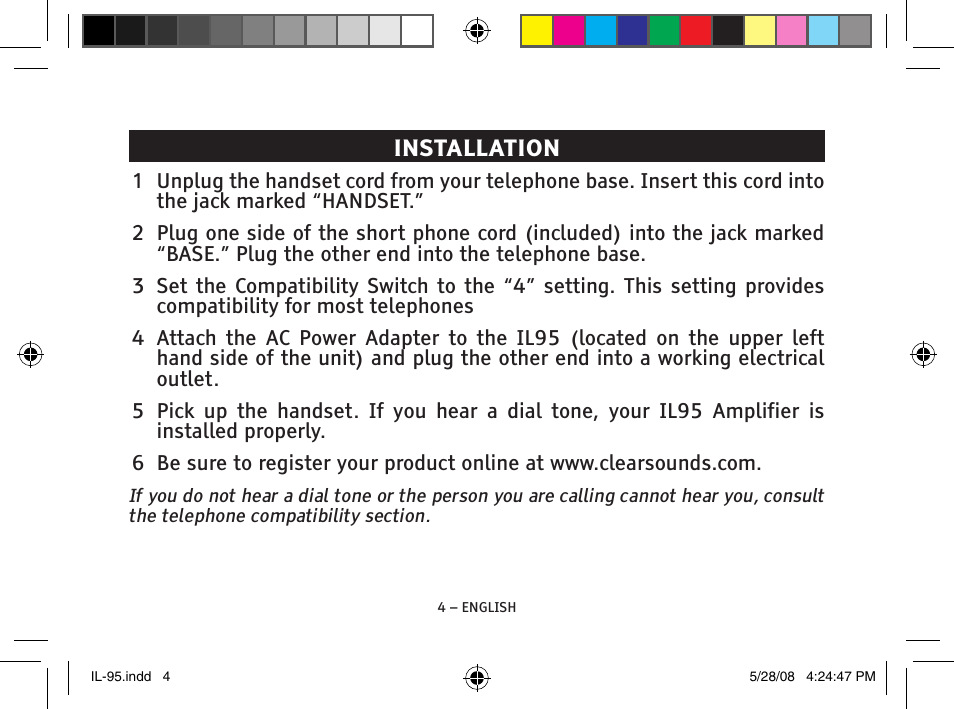 Installation | ClearSounds IL95 User Manual | Page 4 / 40