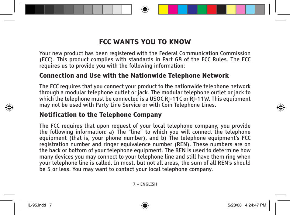 Fcc wants you to know | ClearSounds IL95 User Manual | Page 7 / 40