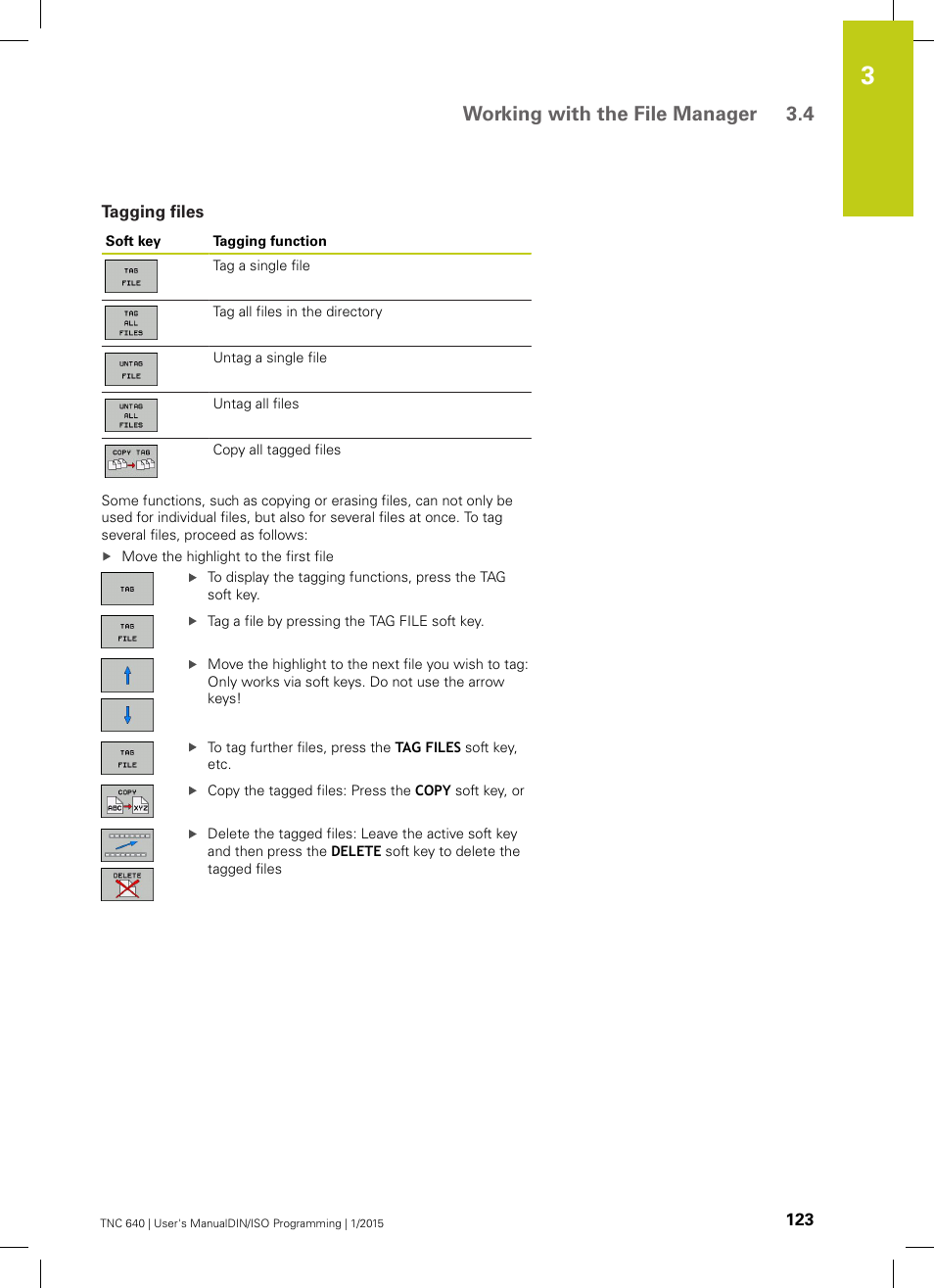 Tagging files, Working with the file manager 3.4 | HEIDENHAIN TNC 640 (34059x-05) ISO programming User Manual | Page 123 / 676