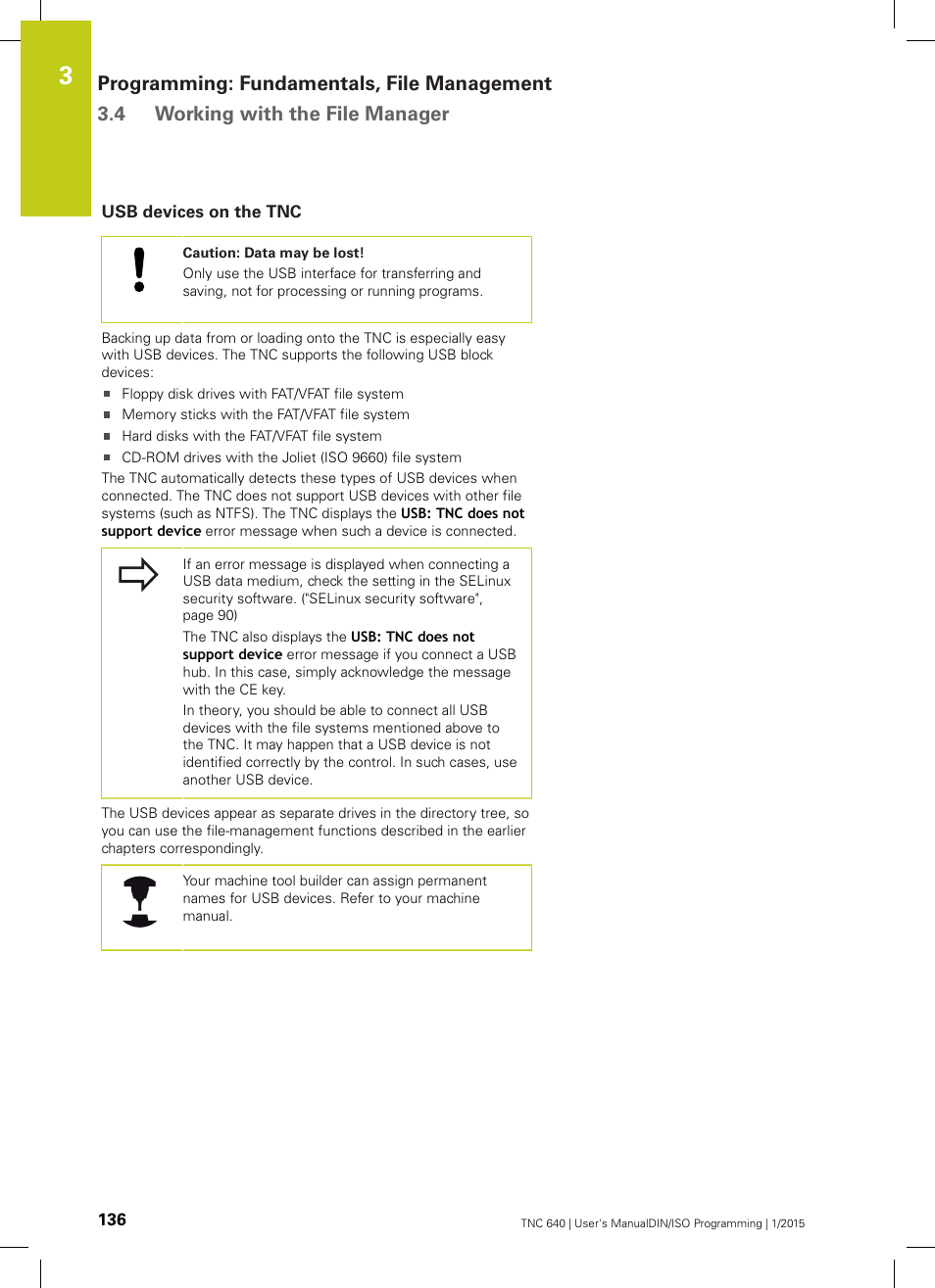 Usb devices on the tnc | HEIDENHAIN TNC 640 (34059x-05) ISO programming User Manual | Page 136 / 676