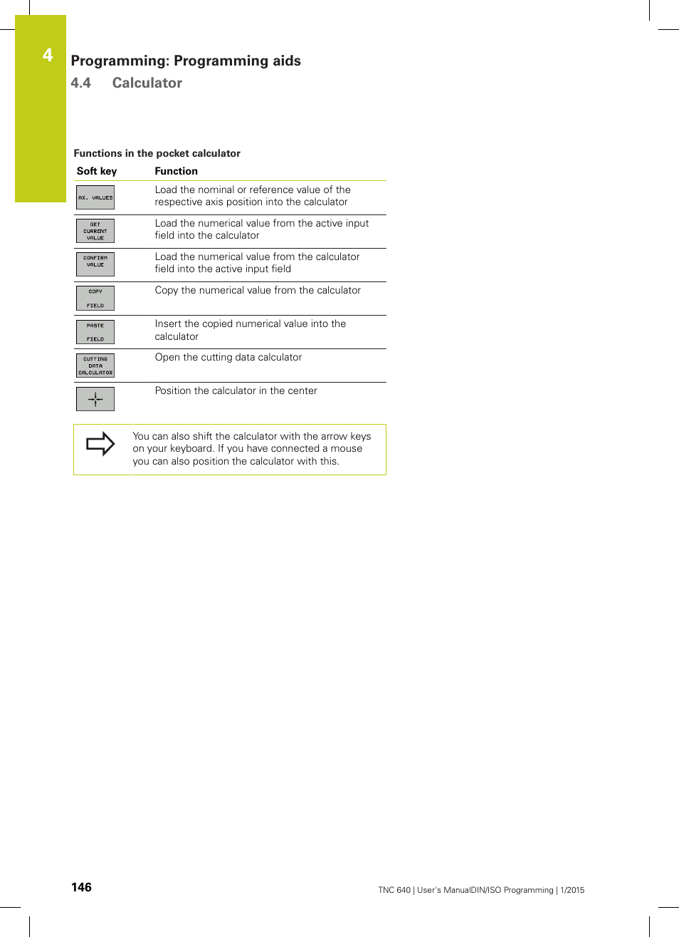 Programming: programming aids 4.4 calculator | HEIDENHAIN TNC 640 (34059x-05) ISO programming User Manual | Page 146 / 676