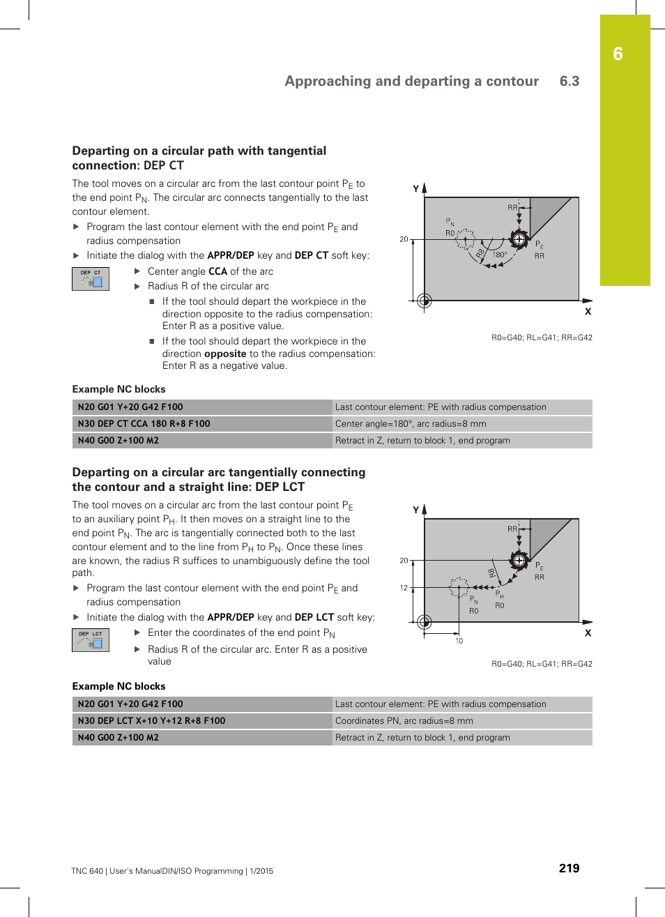 Approaching and departing a contour 6.3 | HEIDENHAIN TNC 640 (34059x-05) ISO programming User Manual | Page 219 / 676