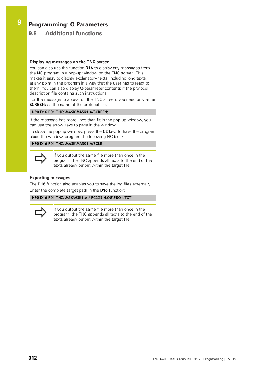 Programming: q parameters 9.8 additional functions | HEIDENHAIN TNC 640 (34059x-05) ISO programming User Manual | Page 312 / 676
