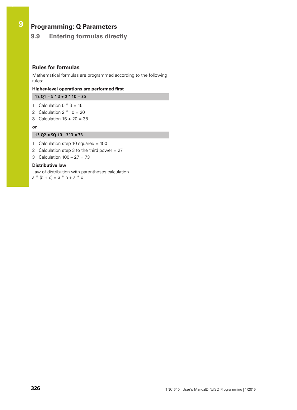 Rules for formulas | HEIDENHAIN TNC 640 (34059x-05) ISO programming User Manual | Page 326 / 676