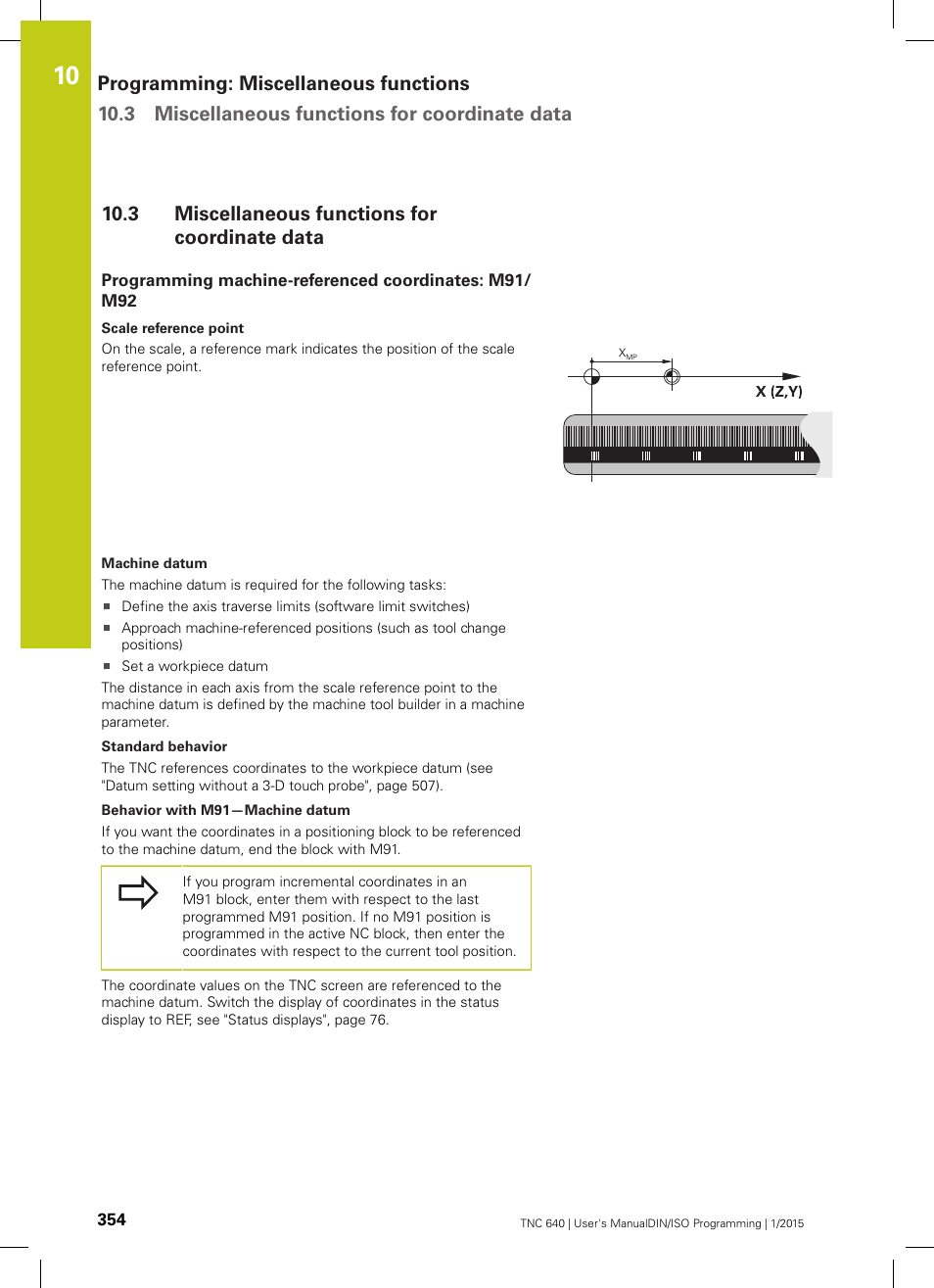 3 miscellaneous functions for coordinate data, Miscellaneous functions for coordinate data | HEIDENHAIN TNC 640 (34059x-05) ISO programming User Manual | Page 354 / 676