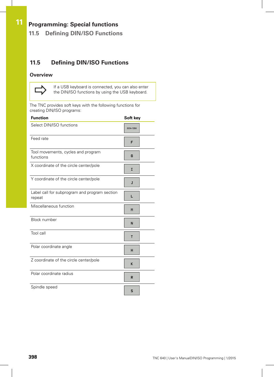 5 defining din/iso functions, Overview, Defining din/iso functions | HEIDENHAIN TNC 640 (34059x-05) ISO programming User Manual | Page 398 / 676