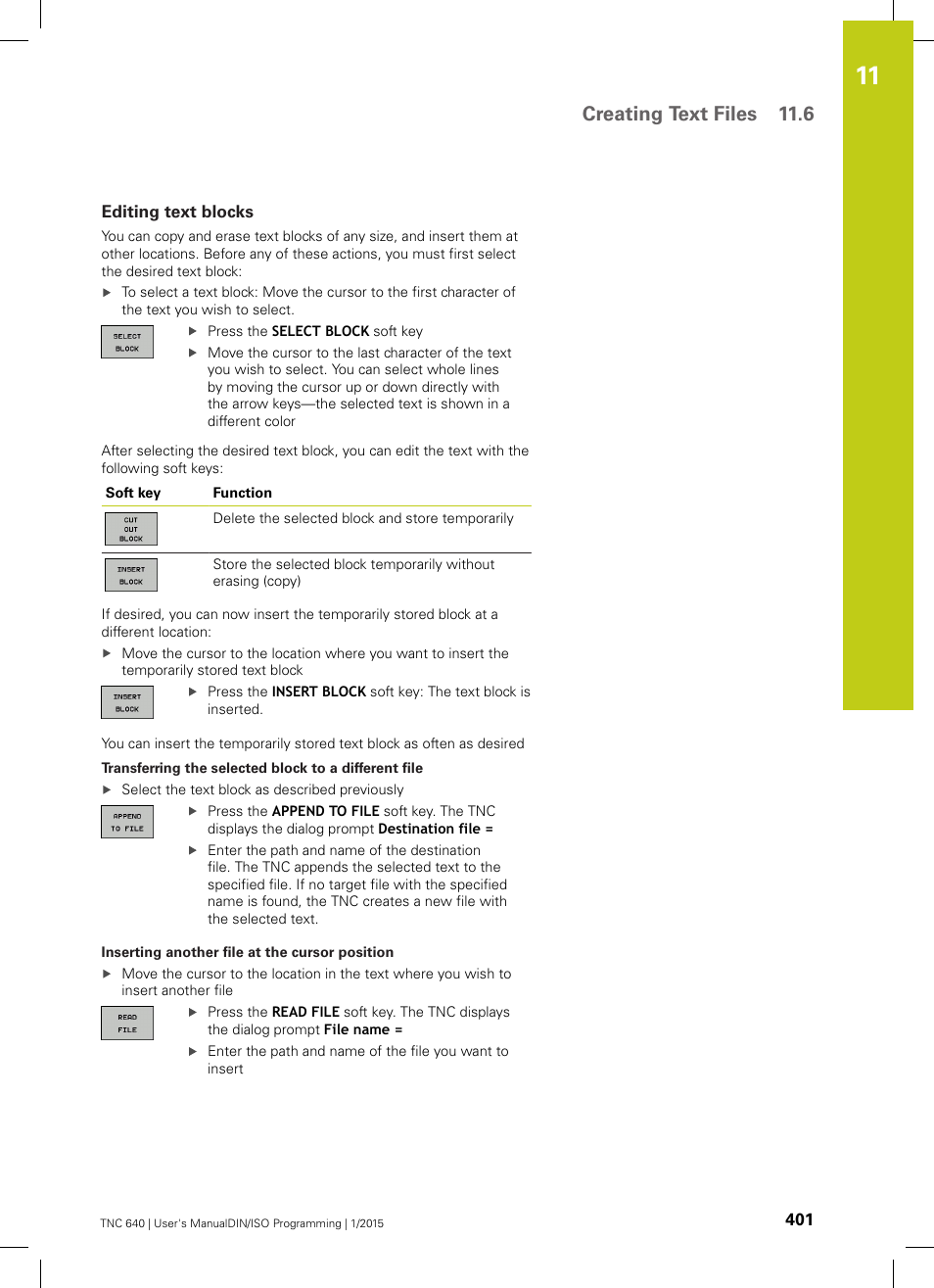 Editing text blocks, Creating text files 11.6 | HEIDENHAIN TNC 640 (34059x-05) ISO programming User Manual | Page 401 / 676