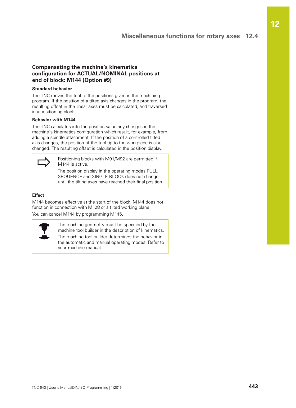 Miscellaneous functions for rotary axes 12.4 | HEIDENHAIN TNC 640 (34059x-05) ISO programming User Manual | Page 443 / 676