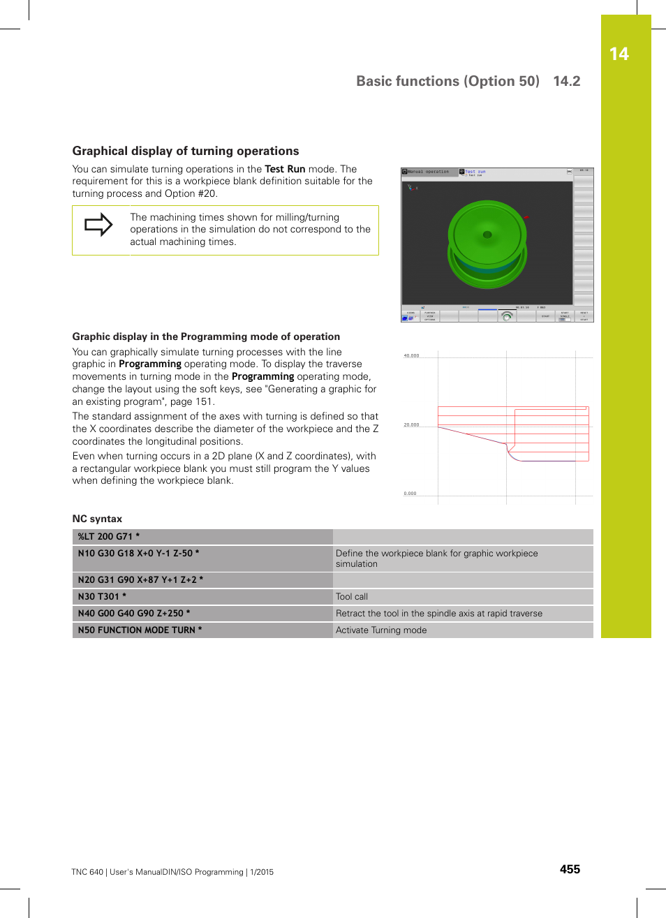 Graphical display of turning operations | HEIDENHAIN TNC 640 (34059x-05) ISO programming User Manual | Page 455 / 676