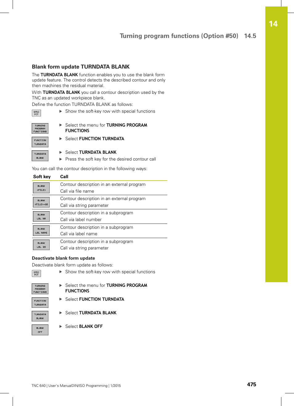 Blank form update turndata blank | HEIDENHAIN TNC 640 (34059x-05) ISO programming User Manual | Page 475 / 676