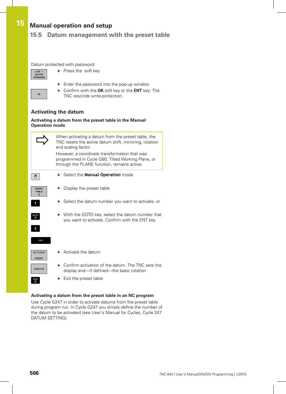 Activating the datum | HEIDENHAIN TNC 640 (34059x-05) ISO programming User Manual | Page 506 / 676