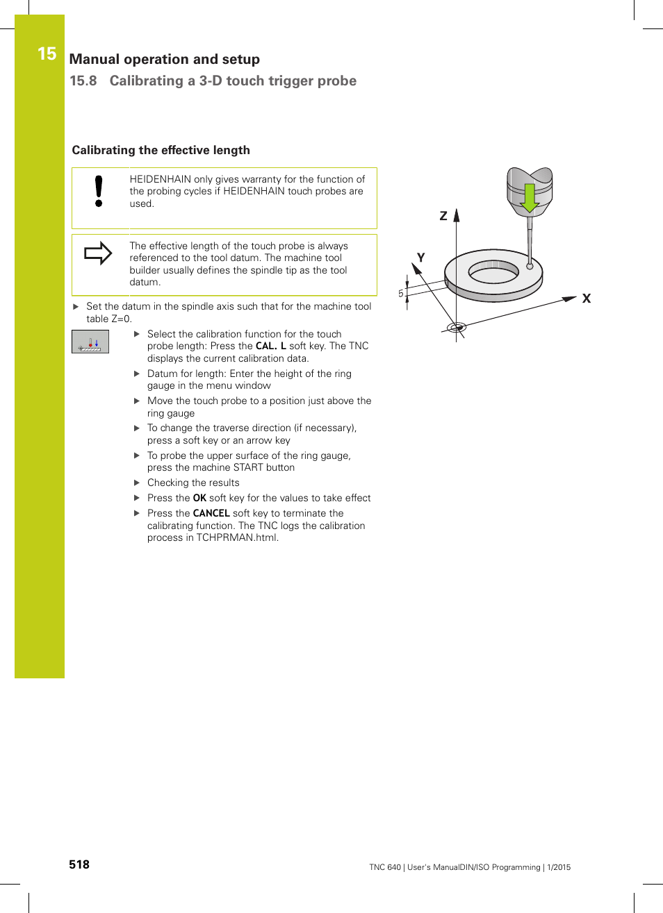 Calibrating the effective length | HEIDENHAIN TNC 640 (34059x-05) ISO programming User Manual | Page 518 / 676